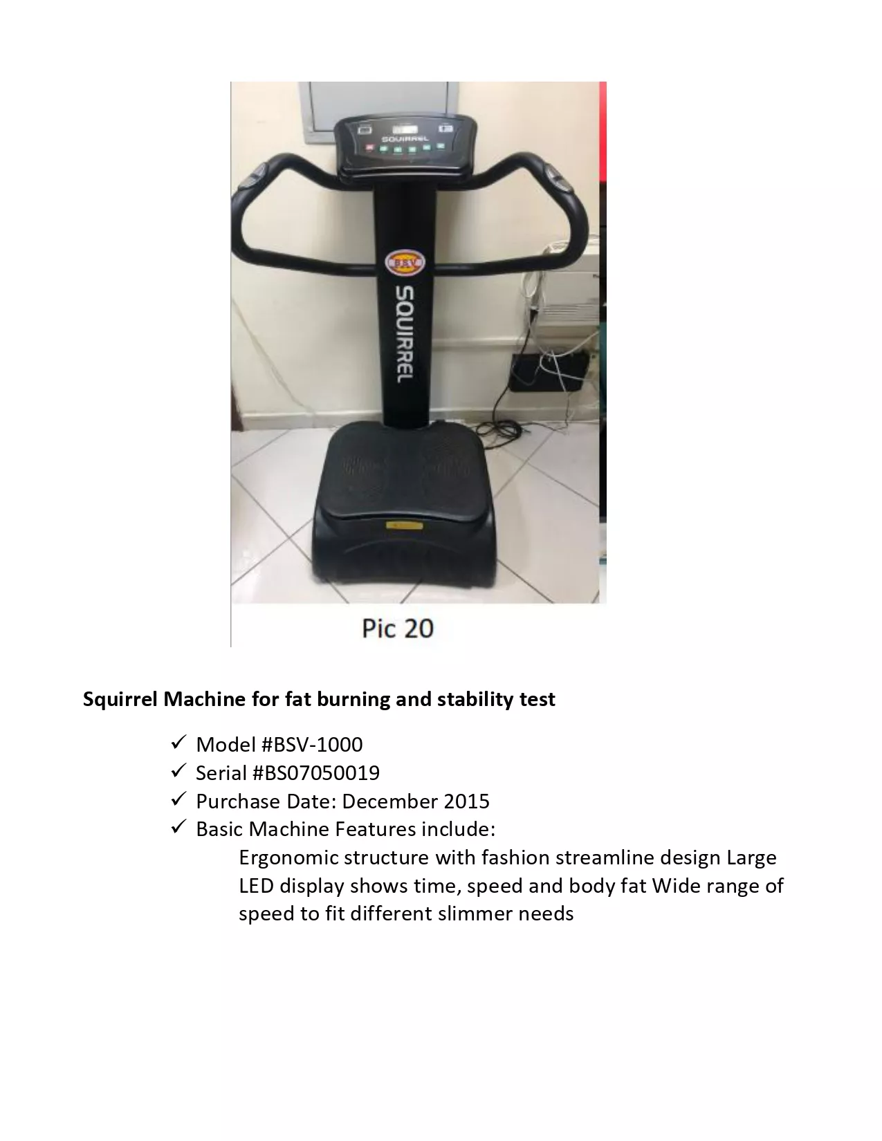 Squirrel Machine for fat burning and stability test    